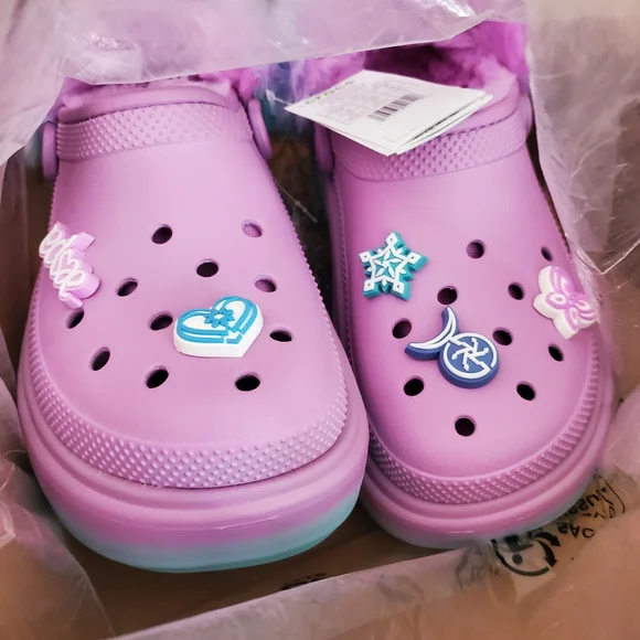 Crocs x Aespa New Lined Stomp Clogs Lilac Blue Men's 8 / Women's 10 NWT - Picture 7 of 15